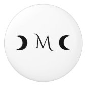Moderne maan wit en zwart monogram keramische knop (Voorkant)