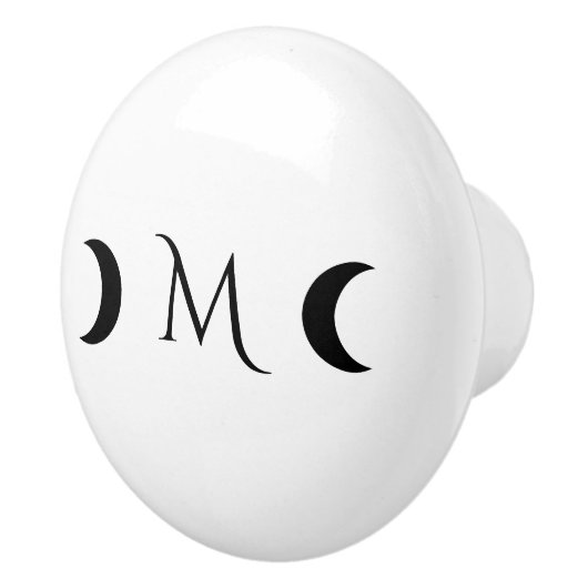 Moderne maan wit en zwart monogram keramische knop (Rechts)