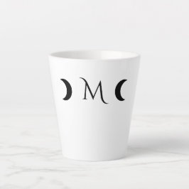 Moderne maan wit en zwart monogram latte mok