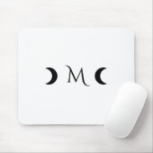 Moderne maan wit en zwart monogram muismat (Met muis)
