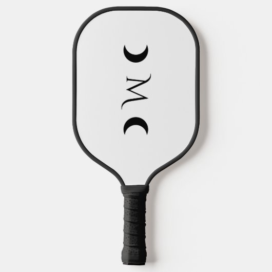 Moderne maan wit en zwart monogram pickleball paddle (Achterkant)