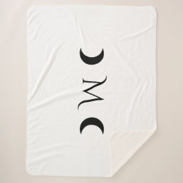 Moderne maan wit en zwart monogram sherpa deken