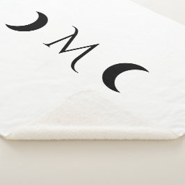 Moderne maan wit en zwart monogram sherpa deken