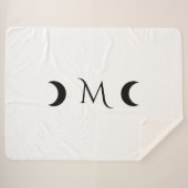 Moderne maan wit en zwart monogram sherpa deken (Voorkant (horizontaal))