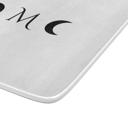 Moderne maan wit en zwart monogram snijplank (Hoek)