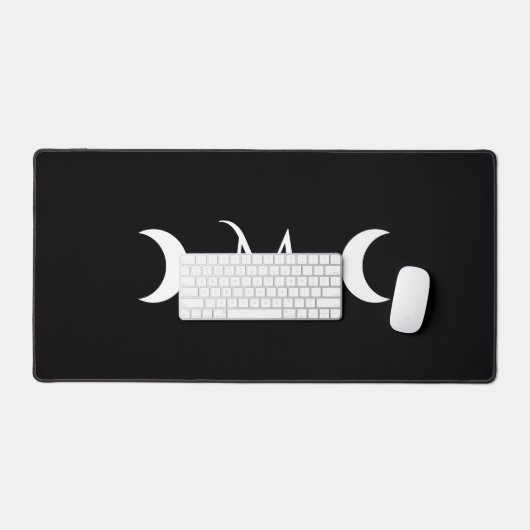 Moderne maan zwart-wit monogram bureaumat (Keyboard & Muis)