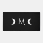 Moderne maan zwart-wit monogram bureaumat (Voorkant)