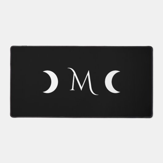 Moderne maan zwart-wit monogram bureaumat (Voorkant)