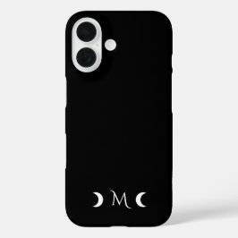 Moderne maan zwart-wit monogram iPhone 16 hoesje