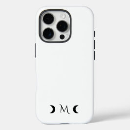 Moderne maan zwart-wit monogram iPhone 16 pro hoesje