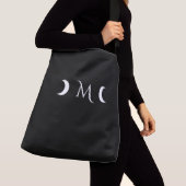 Moderne maan zwart-wit monogram crossbody tas (Dichtbij)