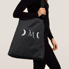 Moderne maan zwart-wit monogram crossbody tas