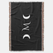 Moderne maan zwart-wit monogram deken (Voorkant Verticaal)