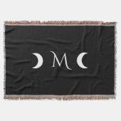 Moderne maan zwart-wit monogram deken (Voorkant)