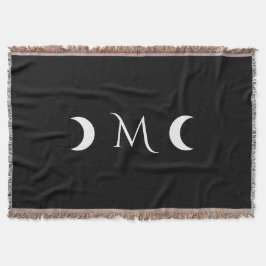 Moderne maan zwart-wit monogram deken