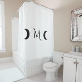 Moderne maan zwart-wit monogram douchegordijn (In situ)