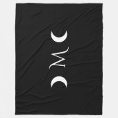 Moderne maan zwart-wit monogram fleece deken (Voorkant)