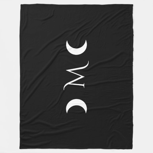 Moderne maan zwart-wit monogram fleece deken (Voorkant)