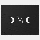 Moderne maan zwart-wit monogram fleece deken (Voorkant (Horizontaal))