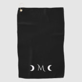Moderne maan zwart-wit monogram golfhanddoek (Voorkant)