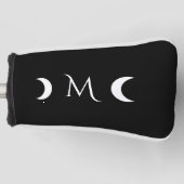 Moderne maan zwart-wit monogram golfheadcover (Voorkant)