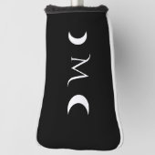 Moderne maan zwart-wit monogram golfheadcover (Draai 90)