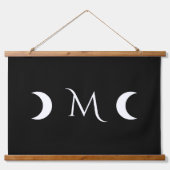 Moderne maan zwart-wit monogram hangend wandkleed (Voorkant)