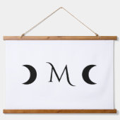 Moderne maan zwart-wit monogram hangend wandkleed (Voorkant)