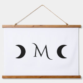 Moderne maan zwart-wit monogram hangend wandkleed
