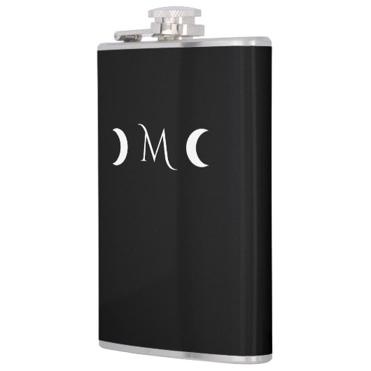 Moderne maan zwart-wit monogram heupfles (Links)