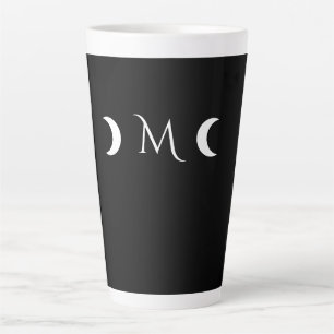 Moderne maan zwart-wit monogram latte mok