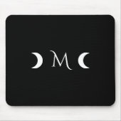 Moderne maan zwart-wit monogram muismat (Voorkant)
