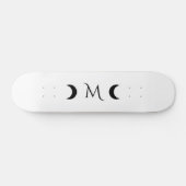 Moderne maan zwart-wit monogram persoonlijk skateboard (Horizontaal)