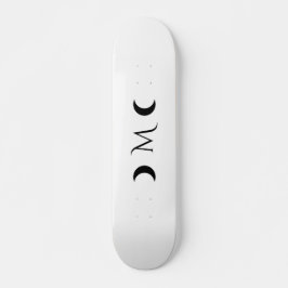 Moderne maan zwart-wit monogram persoonlijk skateboard