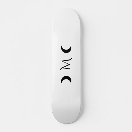 Moderne maan zwart-wit monogram persoonlijk skateboard (Voorkant)