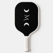 Moderne maan zwart-wit monogram pickleball paddle (Voorkant)