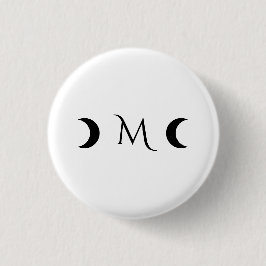 Moderne maan zwart-wit monogram ronde button 3,2 cm