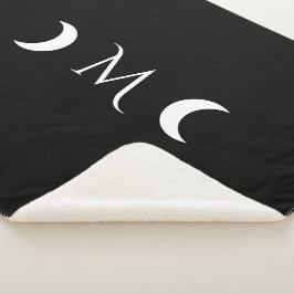 Moderne maan zwart-wit monogram sherpa deken