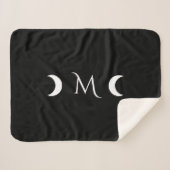 Moderne maan zwart-wit monogram sherpa deken (Voorkant (horizontaal))