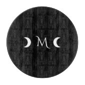 Moderne maan zwart-wit monogram snijplank (Voorkant)