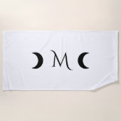Moderne maan zwart-wit monogram strandlaken (Voorkant)