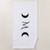 Moderne maan zwart-wit monogram strandlaken (Voorkant)