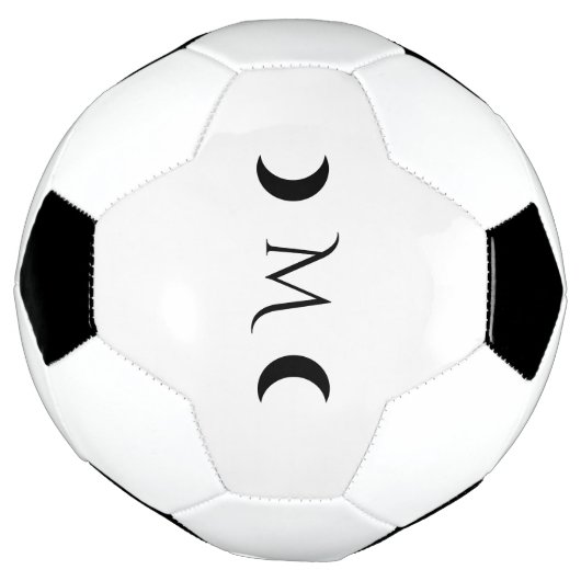 Moderne maan zwart-wit monogram voetbal (Gedraaid)