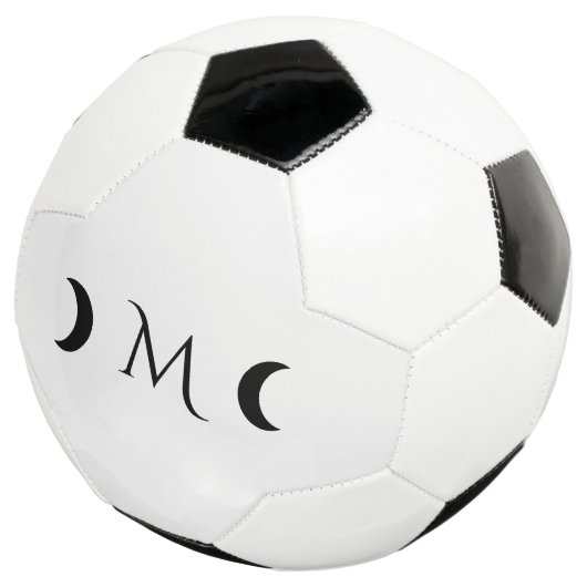 Moderne maan zwart-wit monogram voetbal (Drie kwart)