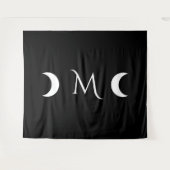 Moderne maan zwart-wit monogram wandkleed (Voorkant (horizontaal))