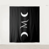 Moderne maan zwart-wit monogram wandkleed (Voorkant)