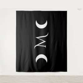 Moderne maan zwart-wit monogram wandkleed