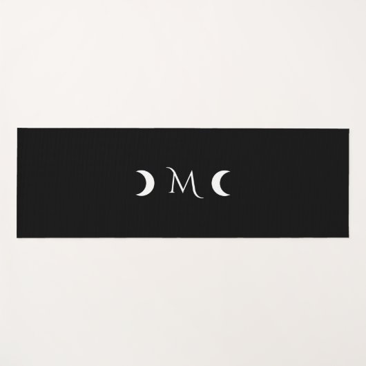 Moderne maan zwart-wit monogram yogamat (Voorkant (horizontaal))