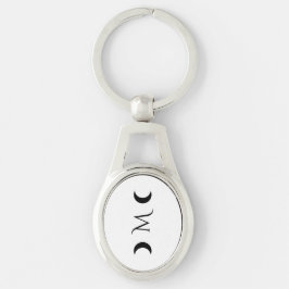 Moderne maan zwart-wit sleutelhanger