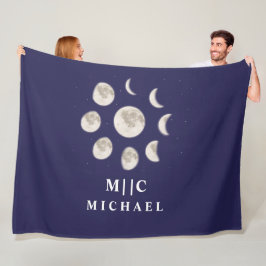 Moderne maanfasen gepersonaliseerd fleece deken